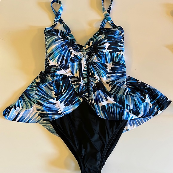mynah Swim Plus One Piece Swimsuit Blue Palm Poshmark